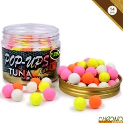 Pop Ups Pro Elite Baits Fluo Gold Tuna Spirulina 14/15mm 150ml